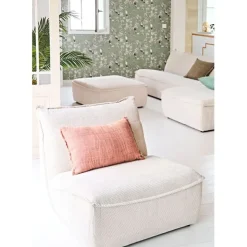 Fabrique de Styles Canapé modulable 4 places avec pouf ivoire - Aubin* Canapés Modulables