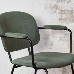 Fabrique de Styles Chaise avec accoudoirs en velours côtelé vert sapin - Aston* Chaises