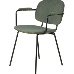 Fabrique de Styles Chaise avec accoudoirs en velours côtelé vert sapin - Aston* Chaises