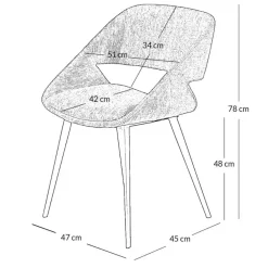 Fabrique de Styles Chaise avec accoudoirs en velours côtelé foncé - Alma* Chaises