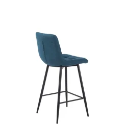 Fabrique de Styles Chaise de bar en tissu matelassé bleu pétrole - Lilly* Tabourets Et Chaises De Bar