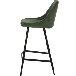 Fabrique de Styles Chaise de bar en velours côtelé vert h67cm - Ben* Tabourets Et Chaises De Bar