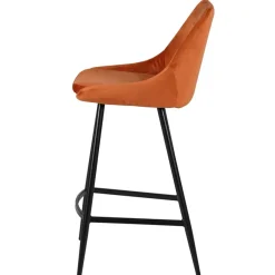 Fabrique de Styles Chaise de bar en velours cognac h75cm - Ben* Tabourets Et Chaises De Bar
