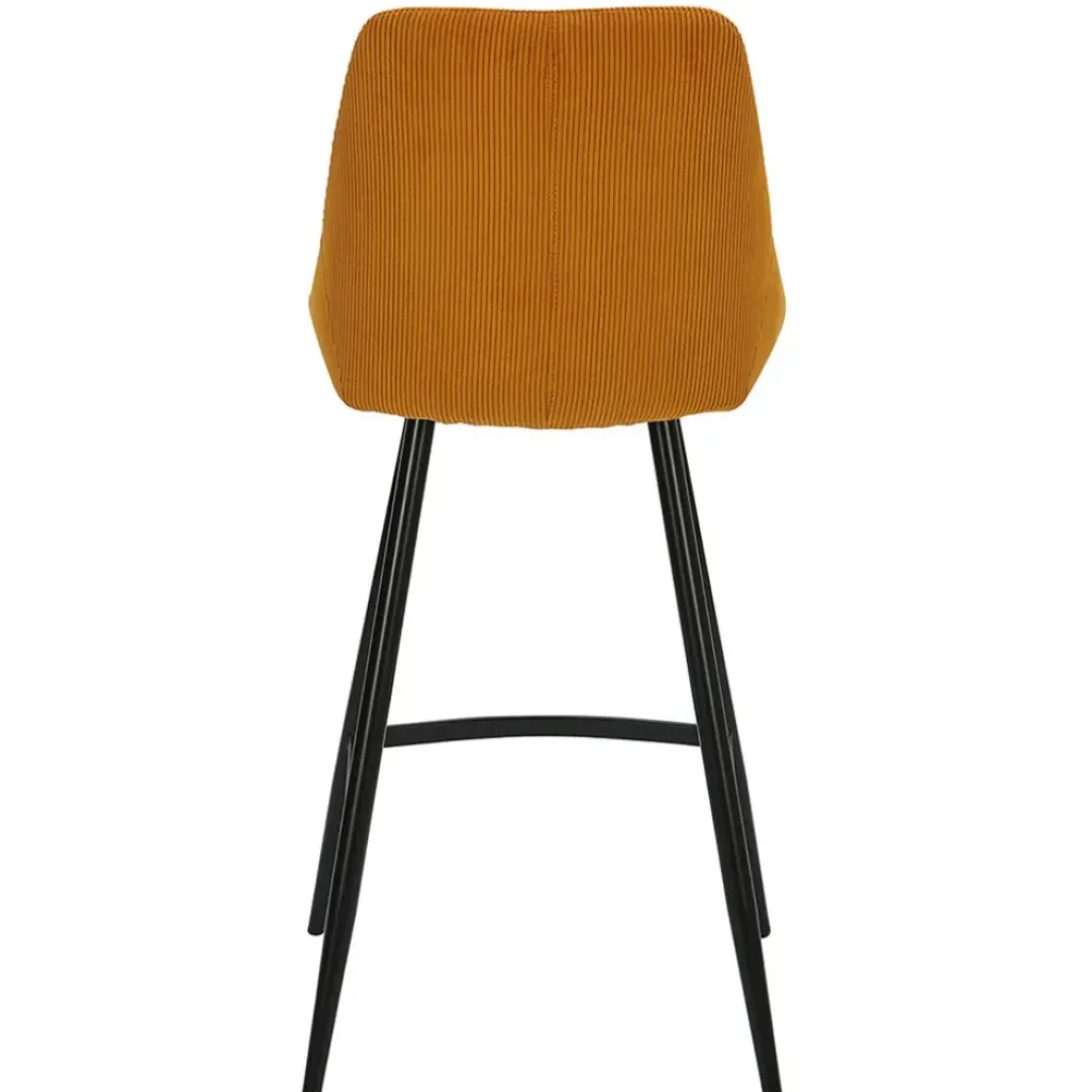 Fabrique de Styles Chaise de bar en velours côtelé jaune h67cm - Ben* Tabourets Et Chaises De Bar
