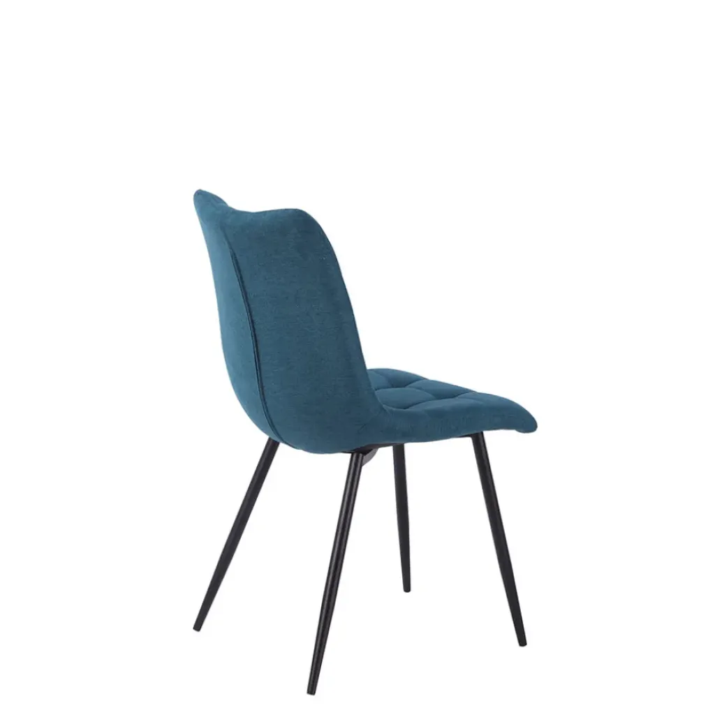 Fabrique de Styles Chaise de salle à manger en tissu matelassé bleu pétrole - Lilly* Chaises
