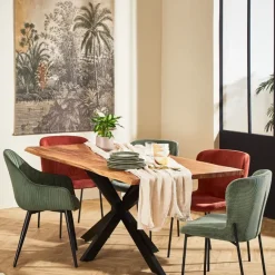 Fabrique de Styles Chaise de salle à manger en velours côtelé foncé - Holden* Chaises