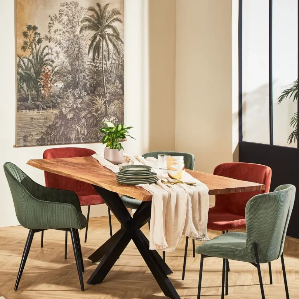 Fabrique de Styles Chaise de salle à manger en velours côtelé foncé - Holden* Chaises