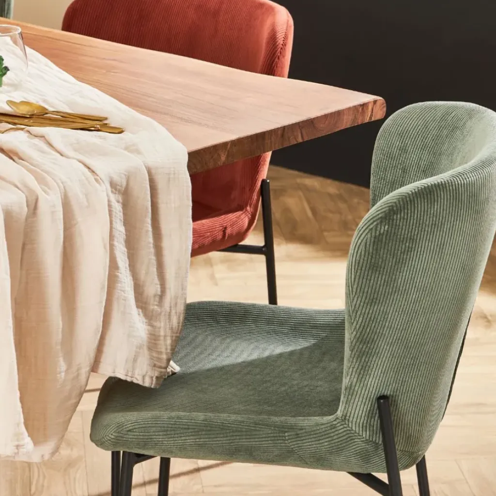 Fabrique de Styles Chaise de salle à manger en velours côtelé foncé - Holden* Chaises