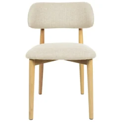 Fabrique de Styles Chaise de salle à manger en tissu beige et hévéa - Elsy* Chaises