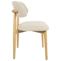 Fabrique de Styles Chaise de salle à manger en tissu beige et hévéa - Elsy* Chaises
