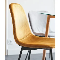 Fabrique de Styles Chaise salle à manger en velours cotelé moutarde - Julia* Chaises
