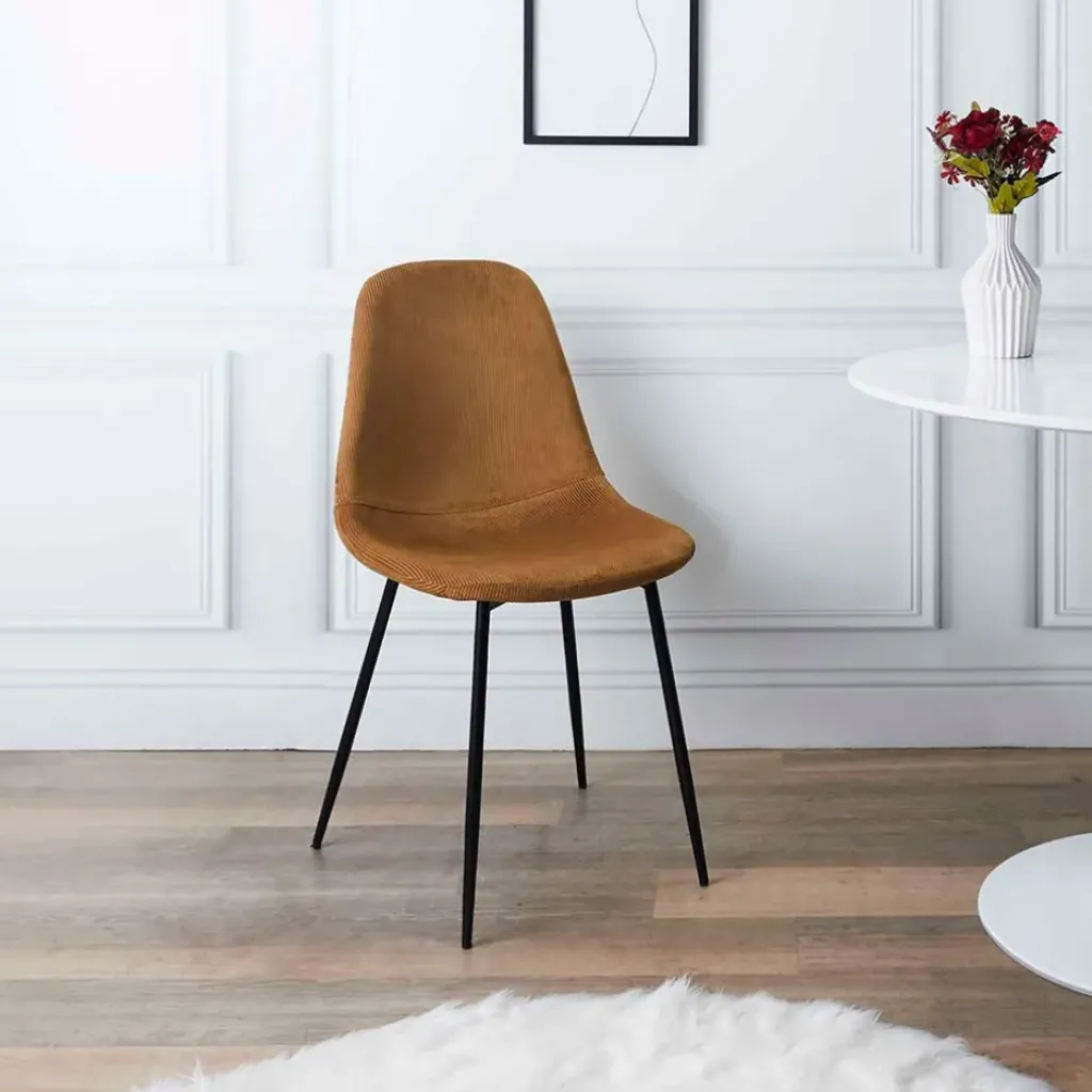 Fabrique de Styles Chaise salle à manger en velours cotelé moutarde - Julia* Chaises