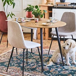 Fabrique de Styles Chaise salle à manger en velours côtelé beige - Scarlett* Chaises