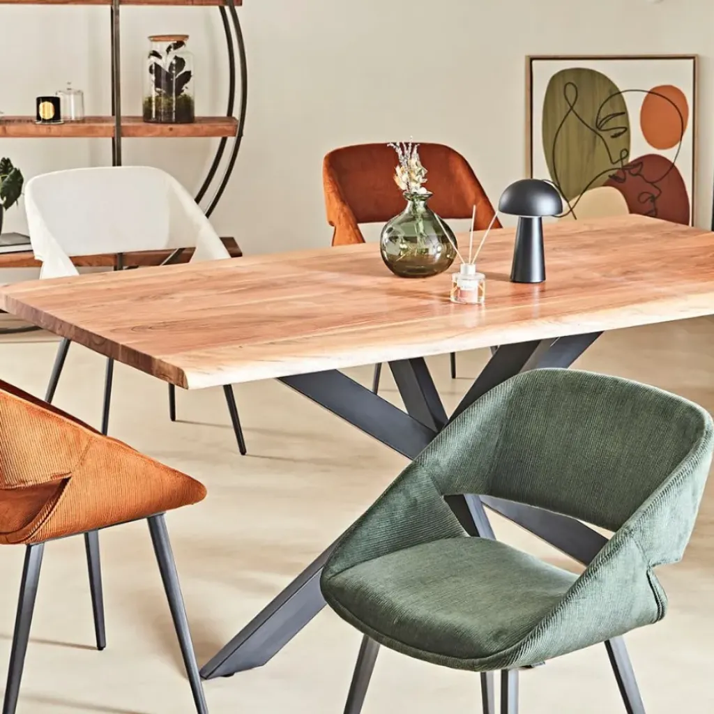 Fabrique de Styles Chaise salle à manger velours côtelé écru - Alma* Chaises