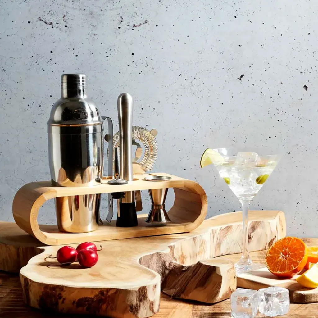 Fabrique de Styles Coffret de cocktail en acier et bambou* Accessoires Vin Et Cocktails