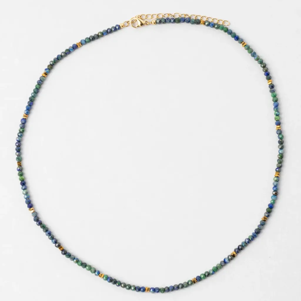 Fabrique de Styles Collier en acier inoxydable bleu et vert l40cm* Bijoux Fantaisie