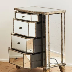 Fabrique de Styles Commode en bois miroir patine 4 tiroirs H88cm* Commodes