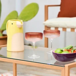 Fabrique de Styles Coupe champagne striée en verre - Funny* Verres À Alcool