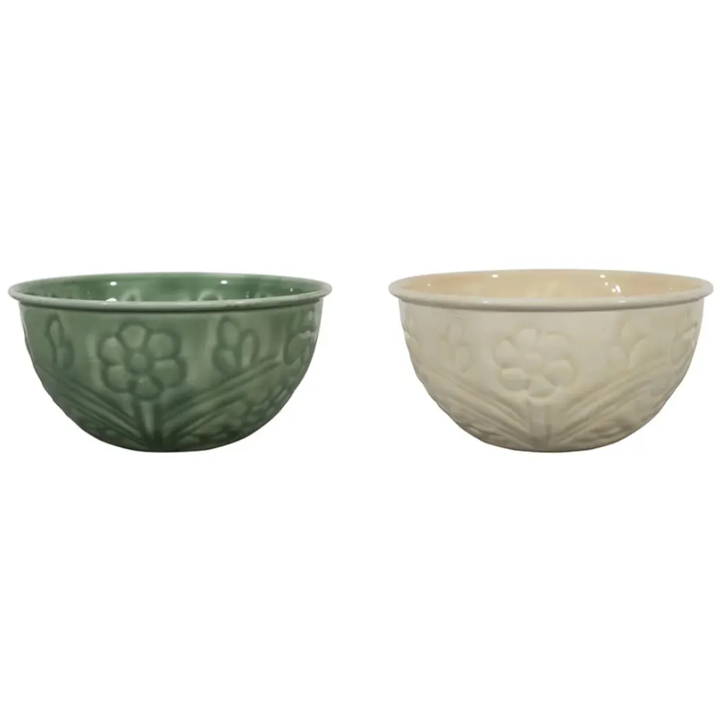 Fabrique de Styles Coupelle en fer (x2) ivoire et sauge d14cm - Floraly* Bols Et Coupelles
