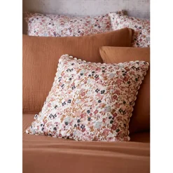 Fabrique de Styles Coussin déhoussable avec croquet en gaze de coton imprimée pampa 40x40cm - Capucine* Coussins Et Housses