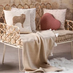 Fabrique de Styles Coussin en coton naturel et brun 45x45cm - A la ferme* Coussins Et Housses