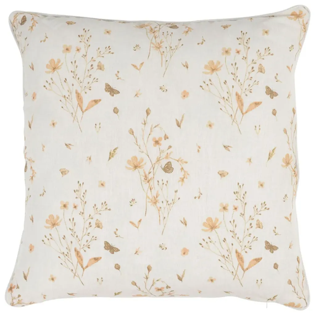 Fabrique de Styles Coussin en lin fleur des champs rose et blanc 45x45cm - Louise* Coussins Et Housses