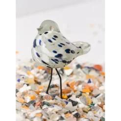 Fabrique de Styles Déco moineau en verre blanc et bleu pailleté - Serin* Petits Objets Déco