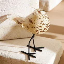 Fabrique de Styles Déco moineau en verre et fer beige et doré - Serin* Petits Objets Déco