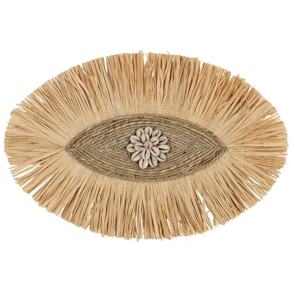 Fabrique de Styles Déco murale œil en jonc de mer et coquillage naturel - Cauri* Déco À Suspendre Et Adhésive