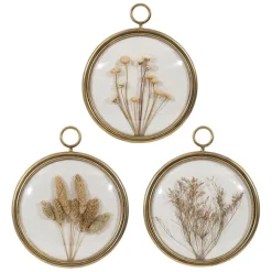 Fabrique de Styles Déco murale médaillon en fer (x3) fleurs séchées* Cadres Déco Et Affiches