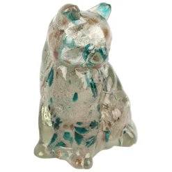 Fabrique de Styles Deco chat en verre émeraude et doré - Félin* Petits Objets Déco