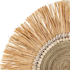 Fabrique de Styles Deco murale rosace en raphia naturel et blanc - Cauri* Déco À Suspendre Et Adhésive