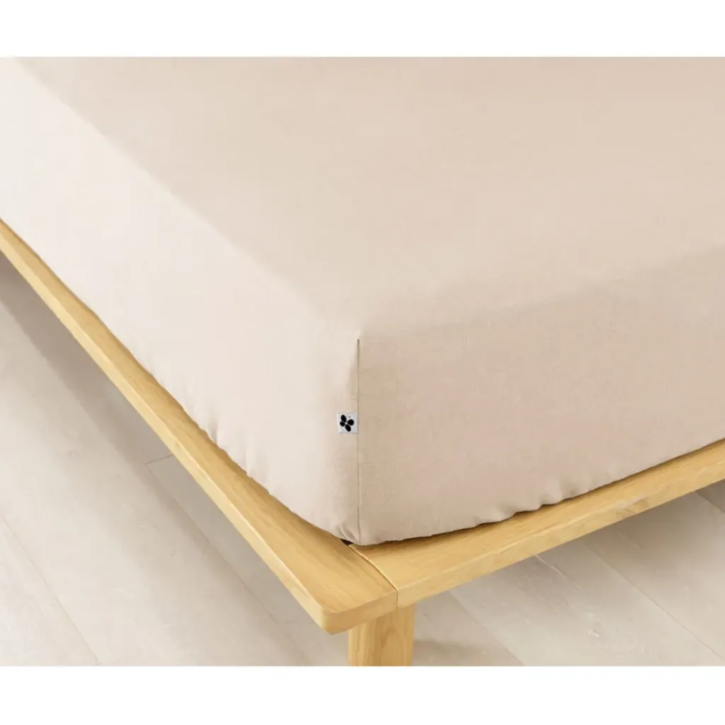 Fabrique de Styles Drap housse en flanelle sable 160x200cm - Candice* Draps Housses