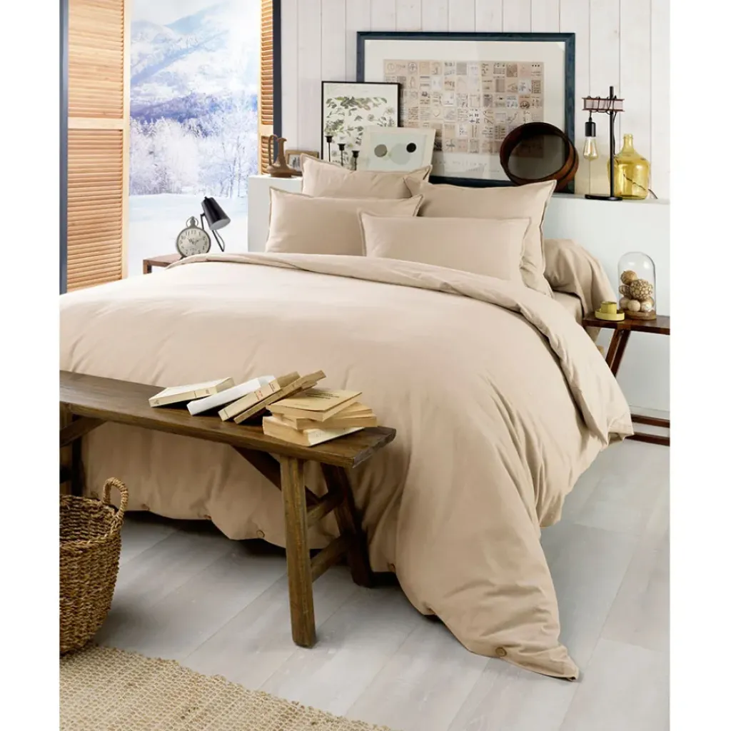 Fabrique de Styles Drap housse en flanelle sable 160x200cm - Candice* Draps Housses