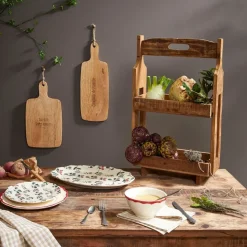 Fabrique de Styles Etagere 2 paniers en bois recyclé h65.5cm - Campagne* Bibliothèques Et Étagères