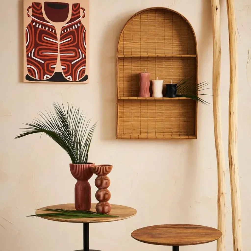 Fabrique de Styles Etagere murale 3 niveaux en bambou h80cm - Plaka* Étagères Murales