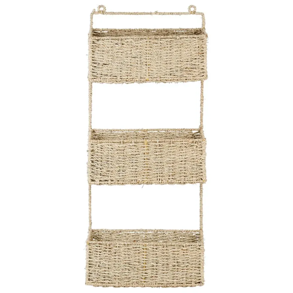 Fabrique de Styles Etagere murale 3 paniers recif en jonc de mer* Étagères Murales