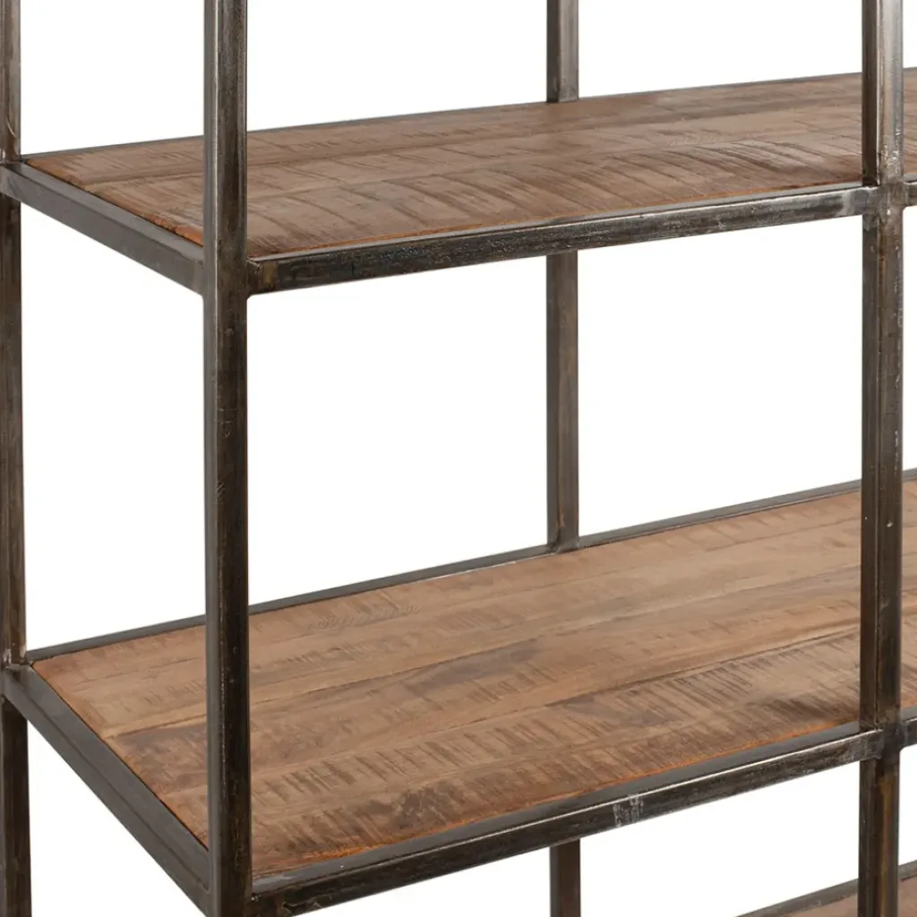Fabrique de Styles Etagère en fer noir et bois d' acacia H200cm- Factory* Bibliothèques Et Étagères