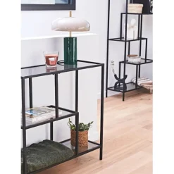 Fabrique de Styles Etagère en fer et verre fumé h79cm - Edgard* Bibliothèques Et Étagères