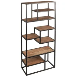 Fabrique de Styles Etagère en fer vieilli et bois d' acacia H170cm - Factory* Bibliothèques Et Étagères