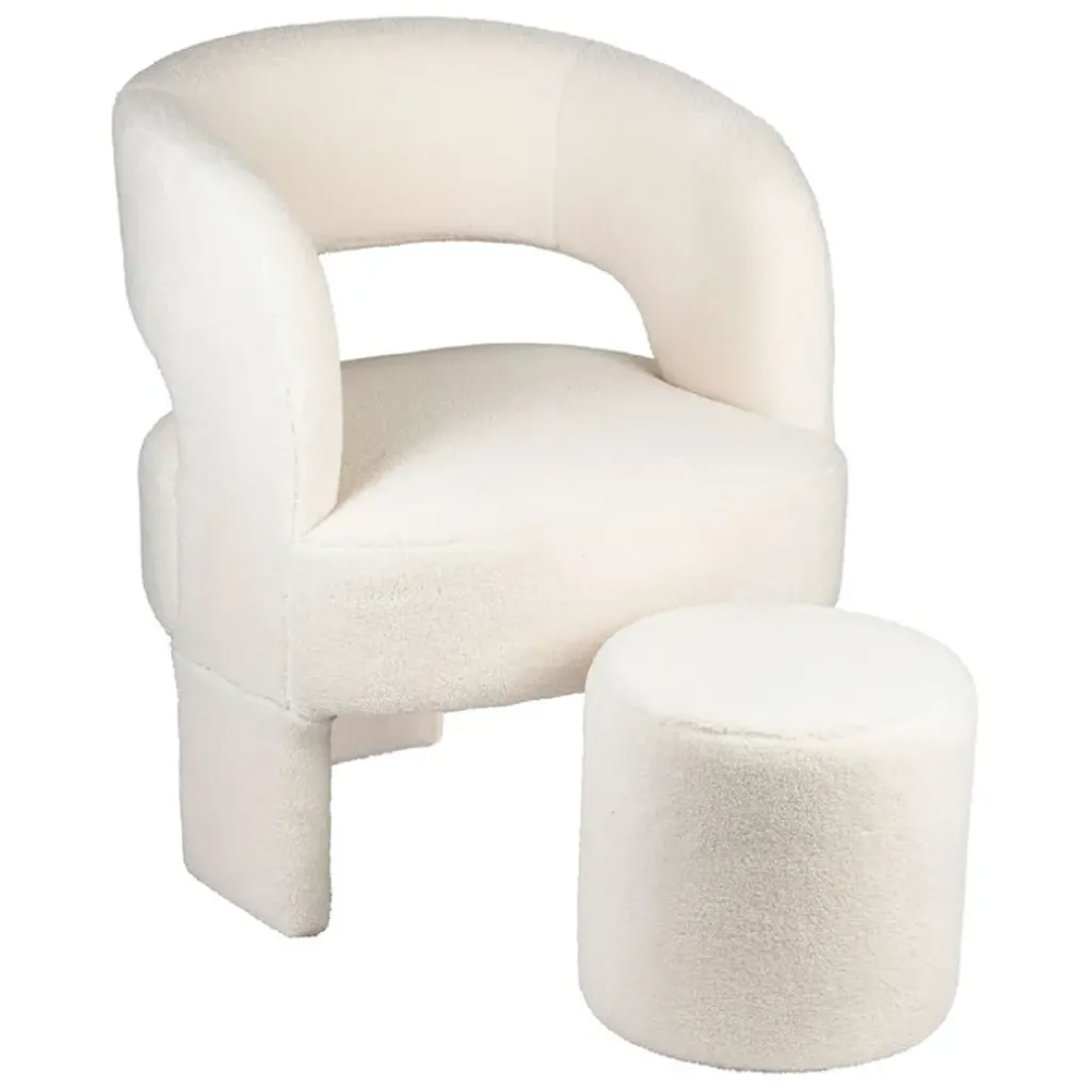 Fabrique de Styles Fauteuil avec tabouret bouclette - Organic* Fauteuils