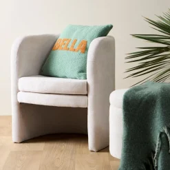 Fabrique de Styles Fauteuil club en tissu écru - Tessia* Fauteuils