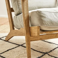 Fabrique de Styles Fauteuil en coton gris et chêne - Laureli* Fauteuils