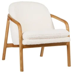 Fabrique de Styles Fauteuil en tissu bouclette crème et pieds en frêne - Element* Fauteuils