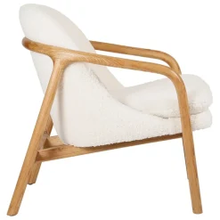 Fabrique de Styles Fauteuil en tissu bouclette crème et pieds en frêne - Element* Fauteuils