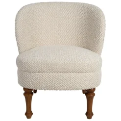Fabrique de Styles Fauteuil en tissu bouclette et hévéa écru - Claudine* Fauteuils