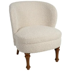 Fabrique de Styles Fauteuil en tissu bouclette et hévéa écru - Claudine* Fauteuils