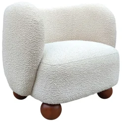 Fabrique de Styles Fauteuil en tissu bouclette écru - Sixties* Fauteuils