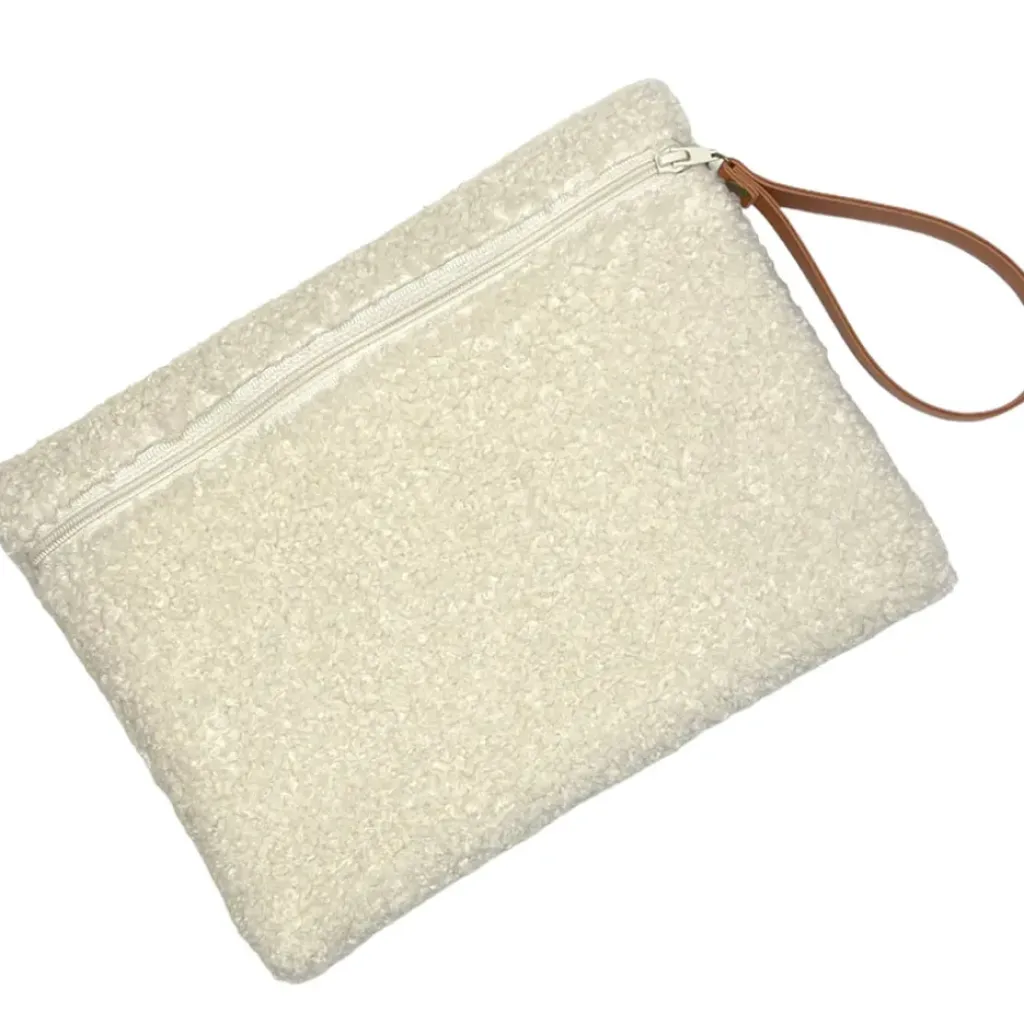 Fabrique de Styles Grande pochette bouclette écru* Pochettes Et Housses