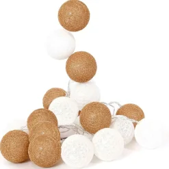 Fabrique de Styles Guirlande boule blanc et or 20 leds* Déco Lumineuse